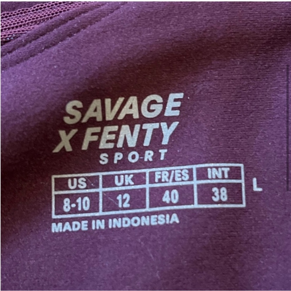 Savage x Fenty Sport Maroon leggings size large (US 8-10) - Picture 4 of 7